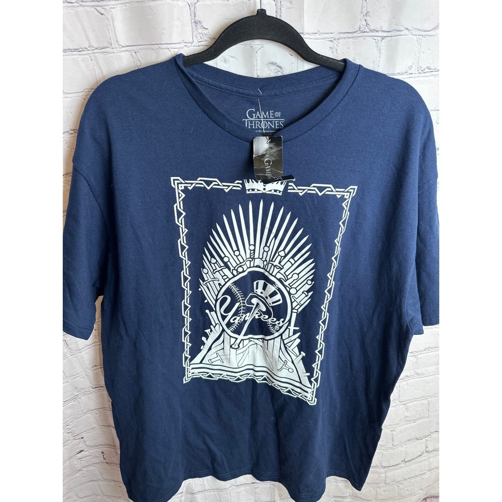 Game of Thrones Yankees Graphic T-Shirt HBO Licensed New York Blue